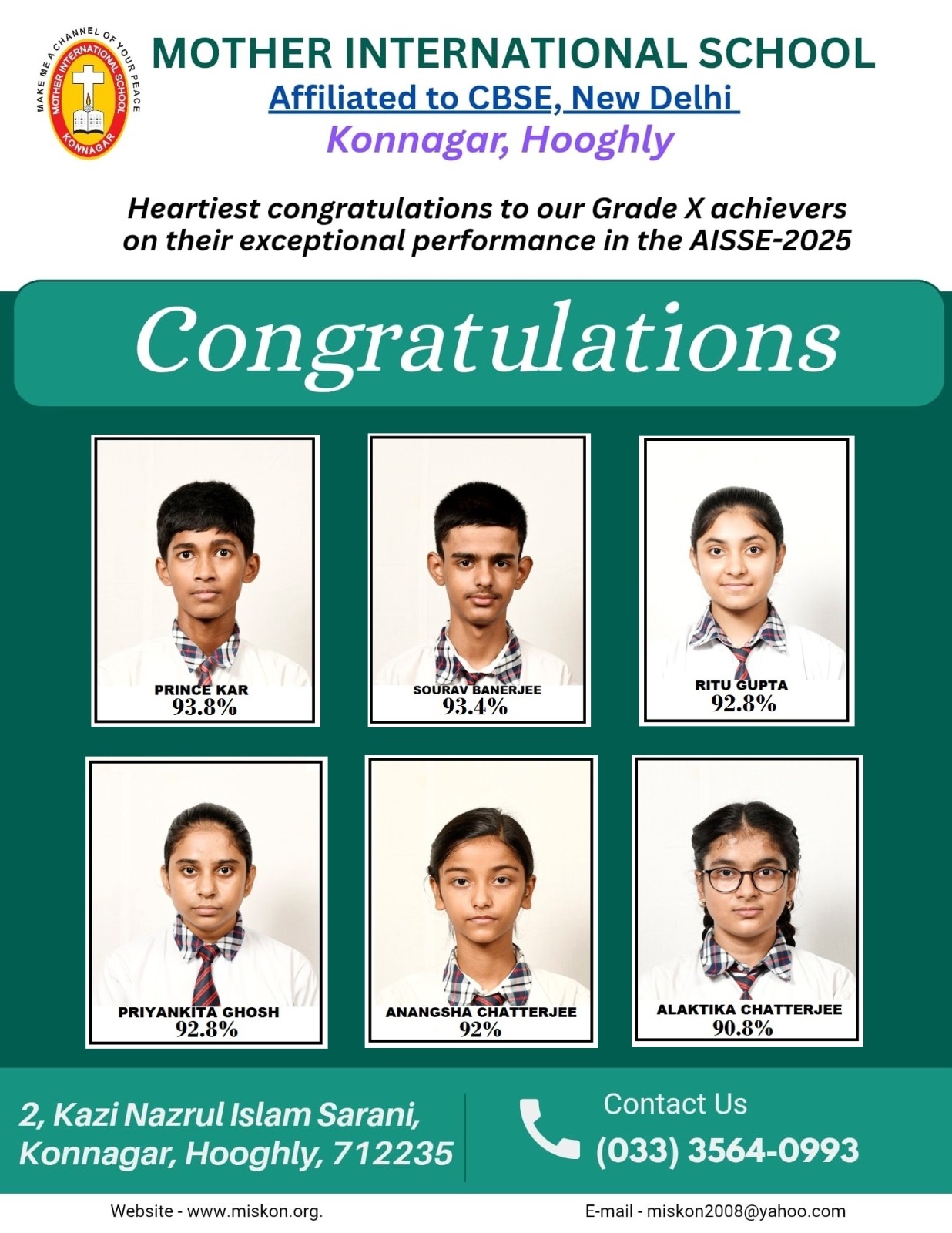 Mother International School, Konnagar Toppers